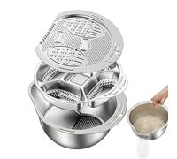 Bol à Rincer le Riz,Set de Plaques Hachoir en Acier Inoxydable | Set de râpe à ail en acier inoxydable avec plat - pour cuisine et maison : gingembre, oignon vert, légumes, fruits