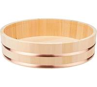 Bol à Riz à Sushi pour Restaurant, Maison, Cuisine, Seau à Riz 12 Tailles Japonais Wooedn Hangiri Sushi Oke cuve de mélange de Riz avec Bande de cuivre, Bois de pin Blanc, 52 x 14 cm