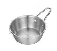 Bol à riz traditionnel coréen en acier inoxydable 304, avec poignée, idéal pour les sauces et les desserts froids (argenté, 14 cm)