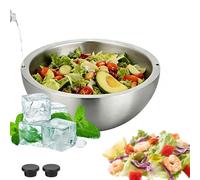 Bol à salade et à sauce isotherme en acier inoxydable 304, bol de service à double paroi - Plat de service isotherme pour barbecues, pour sauces froides et aliments chauds, bol réfrigérant et