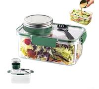 Bol à salade étanche avec tasse à vinaigrette - 7,7 tasses, récipient de rangement alimentaire portable en BPA avec fourchette pour bureau, école, voyage, préparation des repas (vert)