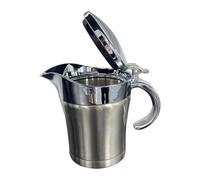 Bol à sauce - Pichet à sauce en acier inoxydable de 14 cm avec couvercle | Isolé | Bec verseur avec couvercle à charnière | Récipient à sauce chaud à double paroi pour vinaigrette, crème, fondue, jus
