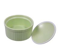 Bol à Soufflé pour Cuisson au Four en Céramique avec Couvercle Rond | Ramequin Individuel, Surface Lisse, Bords Polis, pour Desserts, Fruits Secs, Service à Table ou Hôtel
