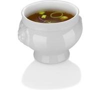 HENDI Bol, tasse, avec tête de lion, pour petit-déjeuner, soupes, céréales, desserts, fruits, convient au lave-vaisselle et micro-ondes, 1L, ø175x(H) 120mm, léger, porcelaine blanche