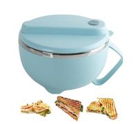 Bol à soupe avec couvercle, bol à ramen instantané, Ramen Cooker avec poignée - Marmite à nouilles portable en acier inoxydable - Bol japonais Ramen pour la maison, le bureau, le dortoir universitaire
