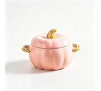 Bol À Soupe En Céramique Pot De Citrouille Avec Couvercle Et Poignée | 15,5 Cm, 400 Ml, Passe Au Four Jusqu'à 220°C, Passe Au Lave-vaisselle, Plat À Pâtisserie For Halloween(Pink)