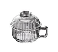 Bol à soupe en verre for céréales, bol à ramen avec couvercle et poignée, bol à nouilles résistant à la chaleur,cuisson instantanée for flocons d'avoine,instantanées ramen(Clear)