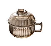Bol à soupe en verre for céréales, bol à ramen avec couvercle et poignée, bol à nouilles résistant à la chaleur,cuisson instantanée for flocons d'avoine,instantanées ramen(Brown)