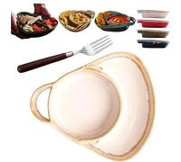 Bol à soupe et sandwich en céramique, design à deux compartiments résistants à la chaleur pour petit déjeuner, salade, pain et collations avec poignée rétro