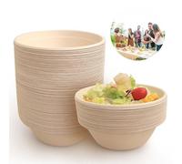 Bol à soupe jetable, bol à soupe jetable, bagasse de canne à sucre, compostable pour barbecues, fêtes et pique-niques (couleur naturelle, 260 ml)