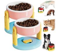 Bol à succion réglable en hauteur pour chien et chat, bol à eau et nourriture non glissante pour chien et chien, bol à eau et nourriture facile à nettoyer, design durable (rose, 2 pièces)