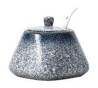 Bol à sucre avec couvercle et cuillère, récipient de sucre en céramique de 430 ml, pot sel style japonais non glissant pour comptoir cuisine, barre café