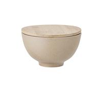 Bol avec couvercle en grès beige, grand, couvercle bambou et silicone, intérieur émaillé - Bloomingville, Lee - Ø20x10 cm