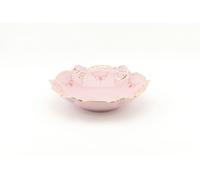 Bol avec découpe 19,5 cm, porcelaine rose, fleurs, ligne dorée, Leander