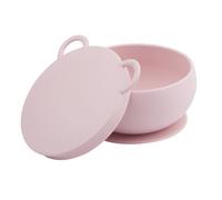 Bol bébé avec ventouse et couvercle en silicone rose TU