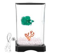 Bol bêta pour décoration de bureau - Petits aquariums réutilisables, éclairage LED | Aménagement aquatique amélioré pour relaxation améliorée avec trou d'alimentation pour crevettes, crabes, araignées