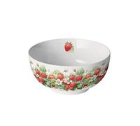 Bol blanc en porcelaine fraises et fleurs