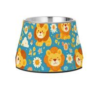 Bol bleu en forme de lion mignon avec support en acier inoxydable pour chiens de taille moyenne
