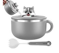 Bol - Bol de qualité alimentaire de 1200 ml, bol isotherme portable en acier inoxydable | Récipient à soupe avec couvercle à fourchette pour nouilles, cuisine, dortoir, bureau, voyage, pique-nique