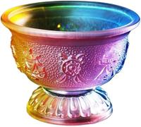 Bol Bouddha en verre multicolore de 8,5 cm, artisanat, tasse d'eau bénite de bon augure, bol bouddhiste