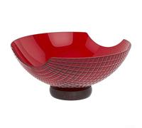 Bol central en verre avec base en bois bio pour un attrait visuel amélioré dans la cuisine et la salle à manger (grille carrée rouge)