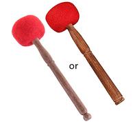 Bol chantant bouddhiste fait à la main en feutre de laine avec manche en bois rouge 23 cm/28 cm Bol chantant tibétain bouddhiste pour créer un beau son paisible