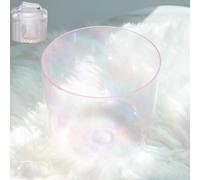 Bol chantant en cristal 432 Hz for la méditation du yoga et la guérison sonore, bol sonore d'alchimie rose clair, bol chakra en quartz avec percuteur en acrylique gratuit et joint torique(With case,8"