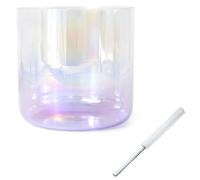 Bol chantant en cristal d'alchimie 432 Hz avec percuteur en acrylique gratuit et joint torique, bol de chakra en quartz for la méditation de yoga, bol sonore violet dégradé clair (Color : E note, Si
