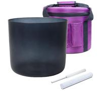 Bol chantant en cristal d'alchimie de Quartz avec étui de transport et maillets, bol sonore de couleur noire for la méditation de Yoga et le bain sonore(432Hz,8 inch E Note)