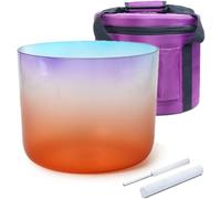 Bol chantant en cristal d'alchimie de Quartz avec étui de transport et maillets, couleur arc-en-ciel for la méditation de Yoga et le bain sonore(440Hz,7 inch A Note)