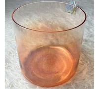 Bol chantant en cristal de chakra de couleur orange for la méditation du bain sonore, bol sonore en quartz clair avec maillet et joint torique(440Hz,8 inch C Note)