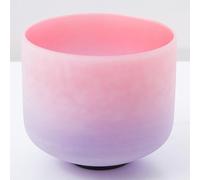 Bol chantant en cristal de chakra du plexus solaire E Note de 8 pouces avec maillet en caoutchouc et joint torique, bol sonore en quartz givré coloré for bain sonore de méditation de yoga(440Hz)