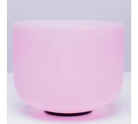 Bol chantant en cristal de chakra racine de note C de 10 pouces for bain sonore de méditation de yoga, bol sonore en quartz givré de couleur rose avec maillet en caoutchouc et joint torique(432Hz)