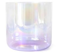 Bol chantant en cristal transparent 432 Hz 6 pouces F Note avec maillet en daim et joint torique, bol sonore de chakra du cœur de couleur violette for le yoga et la méditation