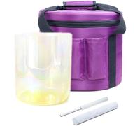 Bol chantant en cristal transparent Chakra à Quartz for la méditation du Yoga, bol sonore de couleur jaune avec étui de transport, maillets(440Hz,8 inch C Note)