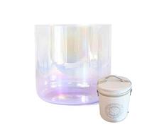 Bol chantant en cristal transparent dégradé - Bol de chakra 432 Hz avec étuis de transport robustes, cadeau for la méditation et la guérison sonore (Color : Purple_8Inch F Note)