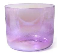 Bol chantant en cristal transparent for chakra du troisième œil, 432 Hz, 17,8 cm, for méditation et bain sonore, bol sonore à quartz de couleur violette avec maillet en daim et joint torique
