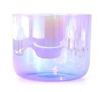 Bol chantant en cristal, yoga, méditation et guérison sonore, bol chakra en quartz, violet clair (note E de 20,3 cm, 440 Hz)