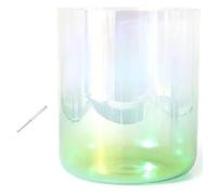 Bol chantant en quartz, Ensemble de bols chantants en cristal 432Hz, soulagement du stress multicolore avec joint torique Striker(Green,E Note)