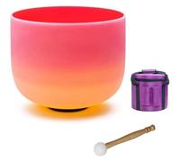 Bol chantant en quartz, Ensemble de chant en cristal de 10 pouces, arc-en-ciel givré multicolore, Note D, Chakra du nombril, Yoga(Bowl+bag)