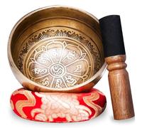 Bol Chantant Tibétain 7 Métaux + E-Book | Bol Tibétain Artisanal, Fait Main au Népal + Coussin + Maillet en bois + Boite Lokta - Méditation - Guérison