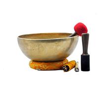 Bol chantant tibétain/bol de prière/gong de Rin Gong/Suzu - Batteur enveloppé de cuir (1600 grammes) 21,6 cm