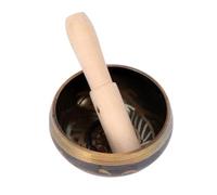 Bol Chantant Tibétain de Yoga en Cuivre, Couleur Café avec Maillet | Bâton en Bois Inclus, Usage Maison et Voyage, Motif Aléatoire Style Aléatoire