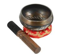 Bol Chantant Tibétain en Cuivre, Léger, Portable, avec Maillet | Coussin en Tissu, Usage Contemplation et Yoga, Forme Ronde, Style Élégant pour Étude Couleur Aléatoire