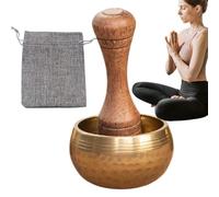 Bol chantant tibétain - Instrument de méditation compact en laiton - Kit de son maillet en bois - Accessoire de relaxation portable pour yoga - Routines d'équilibrage des chakras, guide d'exercice de