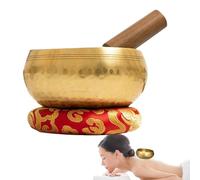 Bol chantant tibétain - Instrument sonore en laiton, vase zen fabriqué à la main, repose-maillet en bois | Ensemble de tonalités de par résonance profonde, outil d'énergie pour équilibrer
