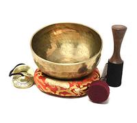 Bol chantant tibétain martelé à la main avec le chakra du cœur et du chakra du cœur élevé, note F, 20,3 cm - Vieux bol de yoga par Singing Népal