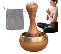 Bol chantant tibétain pour la méditation - Ensemble de des chakras - Accessoire de yoga et spirituel avec maillet en bois pour la pleine conscience et la relaxation - 4 x 2,5 cm