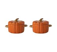 Bol citrouille en céramique avec couvercle, ramequin à la vapeur pour crème aux œufs et soupe, tasse à dessert d'Halloween, plat de cuisson facile
