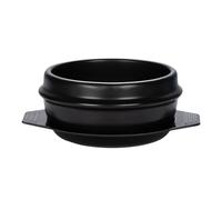 Bol coréen pour bibimbap, résistance à haute température, pot en porcelaine spodumene avec plateau, céramique, noir, 1500 ml